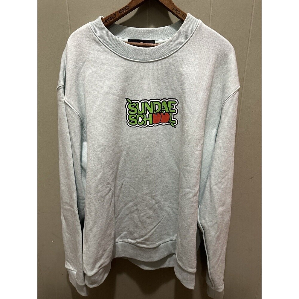 Rare HTF Sundae School Oversized Women’s Sweater Size Large Big Logo Teal